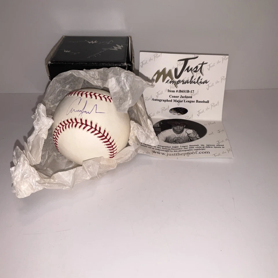 Conor Jackson Just Memorabilia Firmado Automáticamente Oficial MLB Béisbol Certificado de Autenticidad #B6S1B-17 Foto 1 de 4