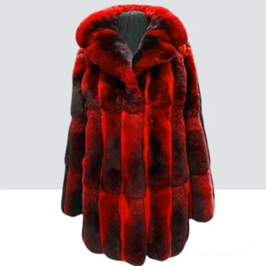 Luxury Men's Natural Rex Rabbit Fur Jacket Winter Collared Outwear Real Fur Coat - Picture 1 of 12