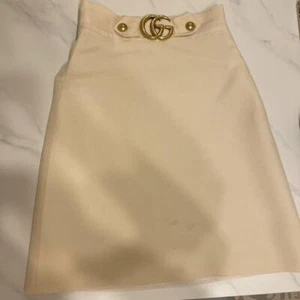 GUCCI GG Marmont Skirt Size 38 Beige Trapezoid A-Line Made in Italy Women's - Picture 1 of 10