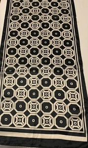 Vintage Neck Scarf Black White Geometric Design No Tag 13" x 45" - Picture 1 of 2