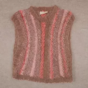 Maglione donna Badlands mohair piccolo gilet rosa marrone righe lana maglia Alberta - Foto 1 di 16