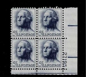 US Scott #1213, Plate Block #27195 1962 Washington 5c FVF MNH Lower Right - Picture 1 of 1