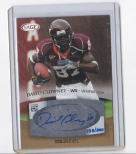 DAVID CLOWNEY 2007 SAGE GOLD PARALLEL AUTOGRAPHED ROOKIE CARD-#'D/200-SHIPS FREE - Picture 1 of 24