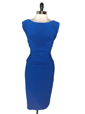 NINE WEST Size 14 A-Line Dress Blue Sleeveless Stretch Knit Midi - image 1 of 4