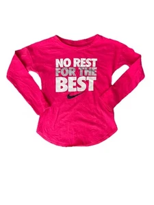 Nike Girls Pink Athletic Cut Graphic Long Sleeve Tshirt Toddler Size 4T - Picture 1 of 4