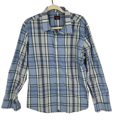 UNTUCKit Shirt Mens XL Blue Plaid Long Sleeve Slim Fit Wrinkle Free Malibran WF - Image 1 of 4