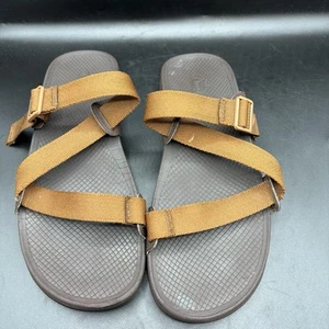 Chaco Lowdown Leather Slide Brown Luvseat Cushion Rubber Sandals Shoes Men's 13 - Picture 1 of 7