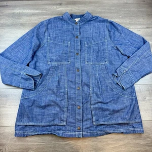 Duluth Trading Rootstock Gardening Smock Front Snap Tunic Women's Large Blue - Picture 1 of 15