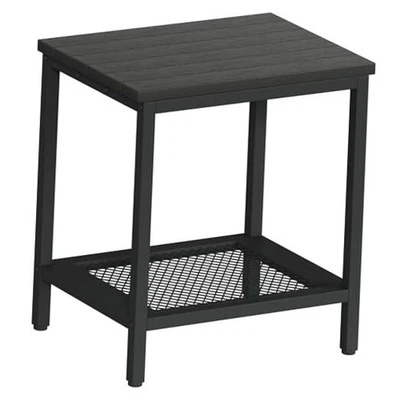 Outdoor Side Table with Storage, 2-Tier Patio End Tables Weather Black - Image 1 of 4