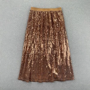 DR2 Daniel Rainn Skirt Size S Bronze Sequin Midi Maxi Lined PullOn Party Glam - Picture 1 of 12