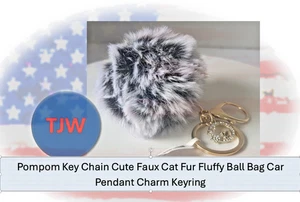 Llavero Pom Pom Lindo Imitación Piel de Gato Esponjoso Bolso de Bola Coche Colgante Dije Llavero - Imagen 1 de 10