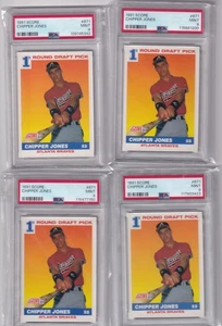 1991 SCORE CHIPPER JONES #671 * ROOKIE * BRAVES * HOF * 4 CARD LOT * MINT PSA 9 - Bild 1 von 1