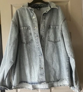 Ladies Blue Denim Shirt/ shacket Long Sleeve Size 22 oversized heavy - Picture 1 of 6