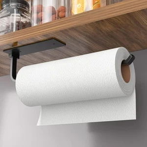 Toallero de papel negro mate - autoadhesivo, dispensador de aluminio debajo del gabinete - Imagen 1 de 6