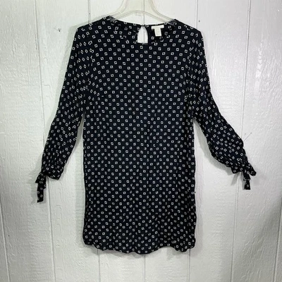 Vestido H&M Mujer Grande Azul Marino Maternidad Estampado Geométrico Manga Larga Viscosa Foto 1 de 4