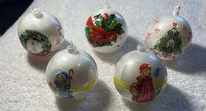 Vintage 5 Bradford Christmas Tree Ball Ornaments Little Red Riding Hood Bo Peep - Picture 1 of 11