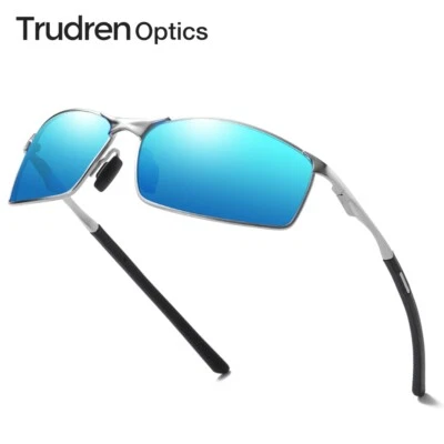 Gafas de sol Trudren para hombre deportivas rectangulares envolventes de metal UV400 polarizadas brazo de resorte Foto 1 de 4