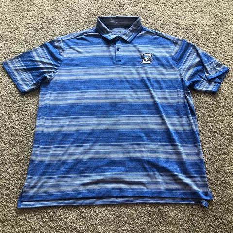 Columbia Golf Polo Shirt Mens XXL Blue White Creighton Blue Jays Short Sleeve Cover