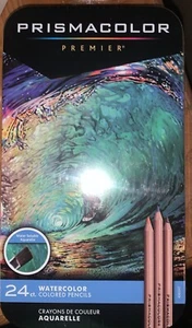 PRISMACOLOR PREMIER 24 COUNT WATERCOLOR COLORED PENCILS - New Sealed In Tin - Picture 1 of 2