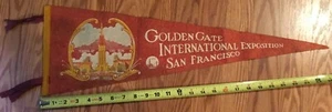 1939 GOLDEN GATE INTERNATIONAL EXPOSITION SAN FRANCISCO BAY RED PENNANT - Picture 1 of 4