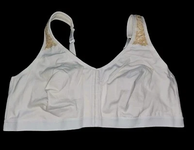 Comfort Choice Woman Plus Size 54D Cotton Front-Close Wireless Posture Bra White - Image 1 of 4