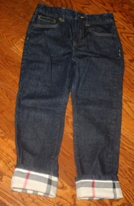 NEW Burberry Kids Denim Mini Priestley Jeans Nova Check Fold Up Cuffs Size 8Y - Picture 1 of 6