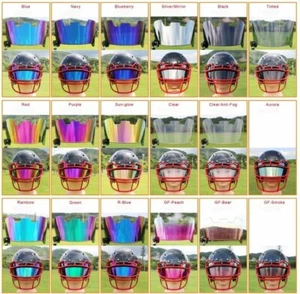 Full Size Football Helmet Visor Comes With Set of Quick Clips Youth and Adult - Picture 1 of 32