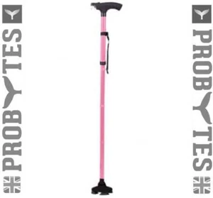 Ergonomic Height Adjustable Folding Walking Stick/Cane LED Light Quad Base - Picture 1 of 54