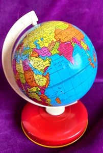 Vintage Tin Plate World Globe 16 cm - Picture 1 of 4