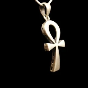 Amazing Antique Egyptian Silver Pendant Necklace Chain of Ancient CROSS ANKH - Picture 1 of 5