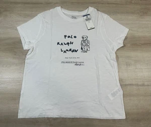 NWT Polo Ralph Lauren Women's White Polo Bear Graphic Short Sleeve T-Shirt - Picture 1 of 7
