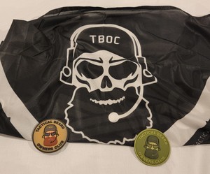 Two Tactical Beard Owners Club Hook and Loop patches plus T.B.O.C. Pirate Flag