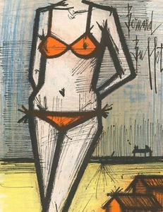 1967 Bernard Buffet Lithograph "Sur La Plage" (On the Beach) - Picture 1 of 1