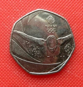 2016 Fünfzig Pence Münze 50p Team GB Schwimmender Schmetterling  - Bild 1 von 2