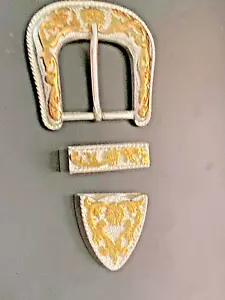 HEAVY GOLD AND SILVER PLATED (3) PIECE RANGER STYLE BELT BUCKLE SET - Picture 1 of 2