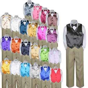 23 Colores 4 piezas Niños Trajes Chaleco Pajarita Conjunto Bebé Niño Pequeño Niño Formal Caqui Pantalones S-7 - Imagen 1 de 24