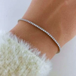 14K White Gold Bracelet Certified Lab Grown Diamond Round 3 Carat Tennis Setting - Picture 1 of 4