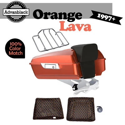Respaldo Orange Lava Chopped Tour Pak Pack para Harley Street Road Electra Glide Foto 1 de 4
