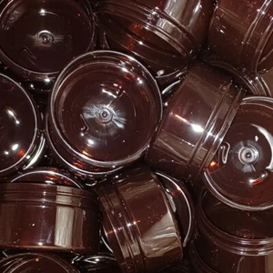 8oz Amber PET Low Profile Plastic Jars | Quantity Per Package: 80 | JARS ONLY - Picture 1 of 2