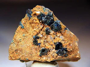 3" Deep blue LAZULITE crystals w/ Siderite, Rapid Creek, Canada LAZ107 - Picture 1 of 4