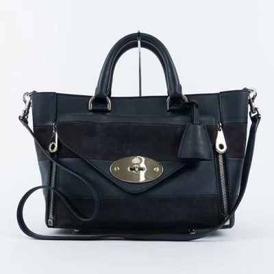 Mulberry Leather Shoulder Bag Handbag Auth Dark Navy Medium Women UK 114971 - Image 1 of 4