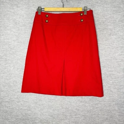Falda roja Talbots para mujer talla 4 texturizada dorada botón frontal línea A Navidad Foto 1 de 4