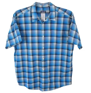 Camicia casual uomo Patagonia cotone biologico manica corta con bottoni grande a quadri - Foto 1 di 7