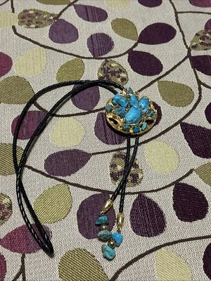 CORBATA BOLO VINTAGE TONO TURQUESA DORADO - GRAN COLOR Foto 1 de 4