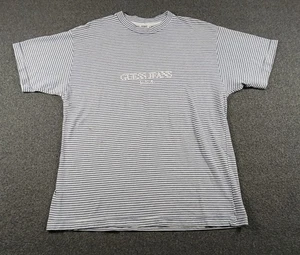 Camiseta de Colección Años 90 Guess Jeans Georges Marciano Rayas Para Hombre Talla M Azul Blanco - Imagen 1 de 12