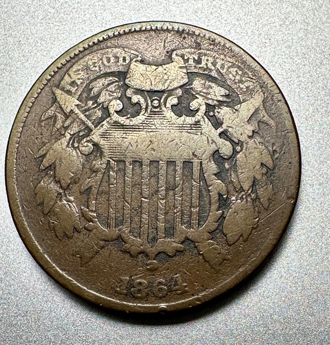 アメリカ 2セント銅貨 1864年 美品 1864 Year US Two Cents for sale |