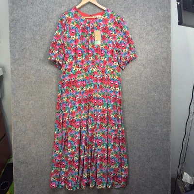 Boden платье женщин размер Великобритании 20R разноцветный Liv плиссированные детали Midi дикий мак - Изображение 1 из 4