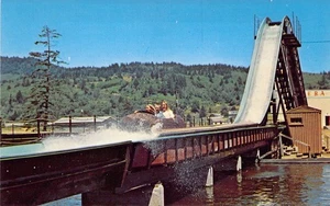 1970 OR Lincoln City Pixieland Amusement defunct Log Flume Postcard N2 - Picture 1 of 2