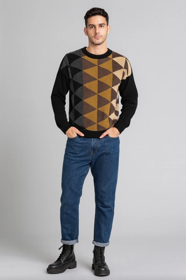 Suéter De Colección Y2K Años 90 Dockers Talla M Triángulos Geométricos Suave Chenilla Multicolor Foto 1 de 4