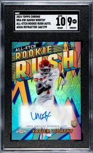 Xavier Worthy Topps Chrome Football 2024 Aqua Refractor Autograph SGC 9 Auto 10 - Bild 1 von 2